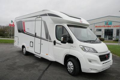 Burstner Lyseo T734|Lyseo T734 external|T734 Island bed|Island bed with side wardrobes|Front lounge with swivel pilot seats|Modern washroom|Surround lounge area|Kitchen|Fully equiped kitchen|Ambient lighting|